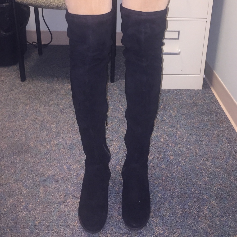 Black suede over the knee boots